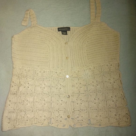 Banana Republic Cotton Crochet Knit Strap top~L~ - Picture 10 of 12